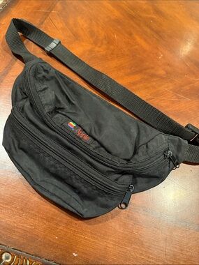 Vintage Apple Black Nylon Waist Pack with Rainbow Logo